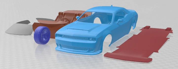 Dodge Challenger SRT Demon 2018 Printable Car 3D Print Model .c4d .max .obj .3ds .fbx .stl .blend 