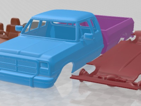 Dodge Ram Club 1991 Printable Car Modèles 3D en vedette