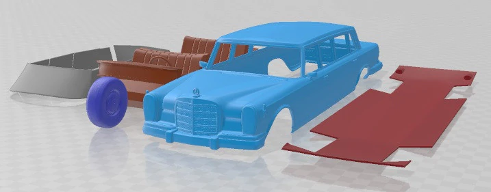 Mercedes Benz 600 W100 Pullman 1964 Printable Car 3D Print Model .c4d .max .obj .3ds .fbx .stl .blend