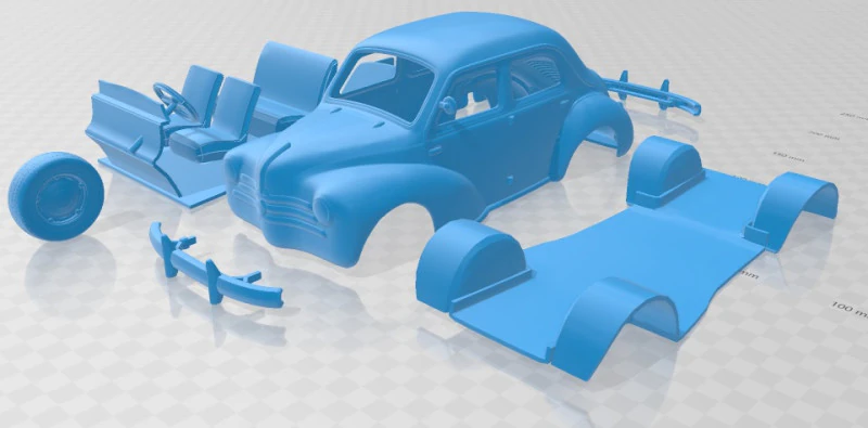 Renault 4CV 1955 Printable Car 3D Print Model .c4d .max .obj .3ds .fbx .stl .blend