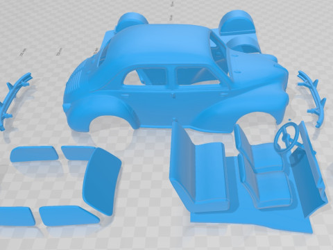 Renault 4CV 1955 Printable Car Modelo de Impressão 3D