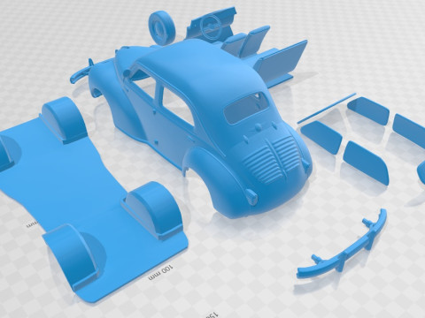 Renault 4CV 1955 Printable Car Modelo de Impressão 3D