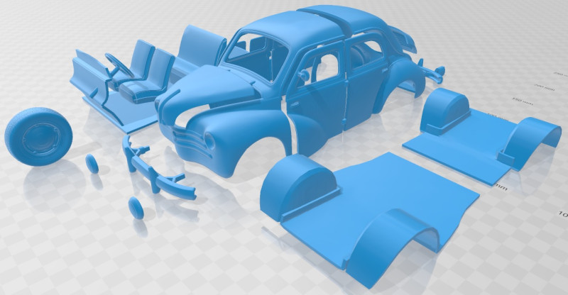 Renault 4CV 1955 Printable Car Modelo de Impressão 3D .c4d .max .obj .3ds .fbx .stl .blend