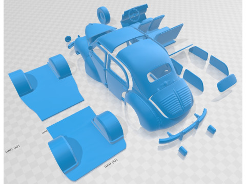 Renault 4CV 1955 Printable Car Modelo de Impressão 3D