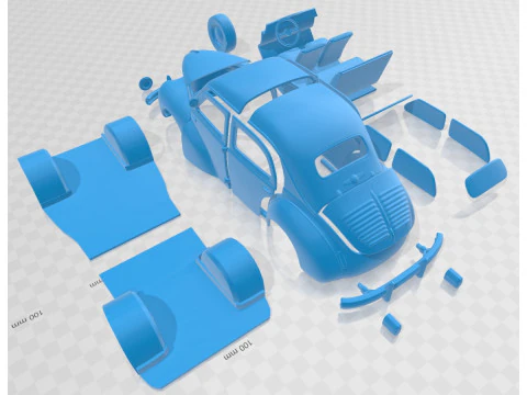 Renault 4CV 1955 Printable Car 3D Print Model