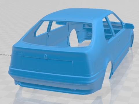 Renault 19 3 Doors 1988 Printable Body Car Modello di stampa 3D