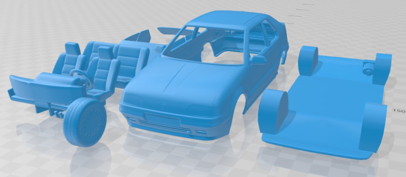 Renault 19 3 Doors 1988 Printable Car Modelo de Impressão 3D .c4d .max .obj .3ds .fbx .stl .blend 