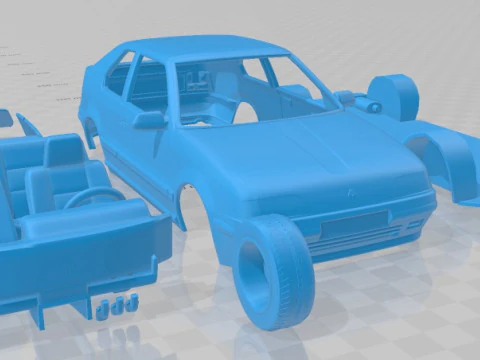 Renault 19 3 Doors 1988 Printable Car 3D Print Model