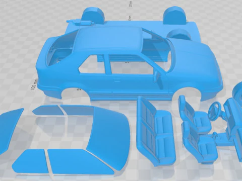 Renault 19 3 Doors 1988 Printable Car 3D Print Model