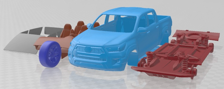 Toyota Hilux Invincible 2021 Printable Car Model do druku 3D .c4d .max .obj .3ds .fbx .stl .blend 