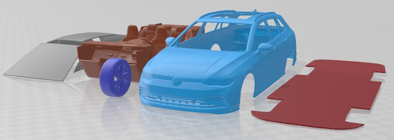 Volkswagen Golf Variant R Line 2021 Printable Car Modèles 3D en vedette .c4d .max .obj .3ds .fbx .stl .blend 