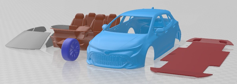 Toyota Corolla Hatchback 2019 Printable Car 3D Baskı Modeli .c4d .max .obj .3ds .fbx .stl .blend 
