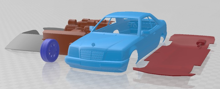 Mercedes Benz E Class Coupe 1993 Printable Car 3D Print Model .c4d .max .obj .3ds .fbx .stl .blend