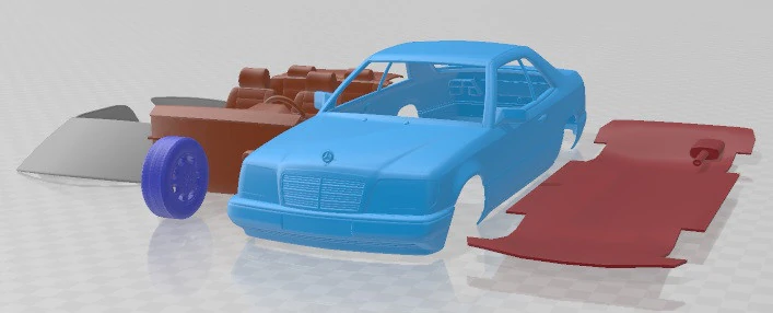 Mercedes Benz E Class Coupe 1993 Printable Car 3D Print Model .c4d .max .obj .3ds .fbx .stl .blend 