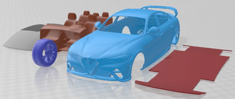 Alfa Romeo Giulia GTAm 2021 Printable Car 3D Print Model .c4d .max .obj .3ds .fbx .stl .blend