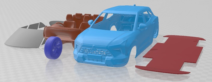 Mitsubishi Xforce 2023 Printable Car 3Dプリントモデル .c4d .max .obj .3ds .fbx .stl .blend