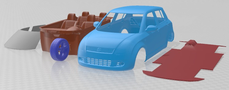 Suzuki Swift 2015 Printable Car Modello di stampa 3D .c4d .max .obj .3ds .fbx .stl .blend 