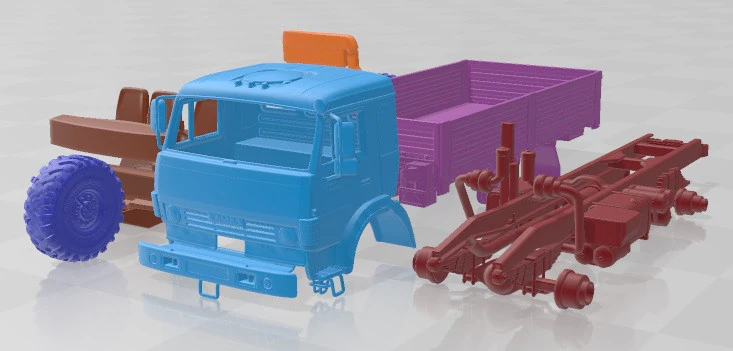 Kamaz 4350 Mustang 2003 Yazdırılabilir Kamyon 3D Baskı Modeli .c4d .max .obj .3ds .fbx .stl .blend 