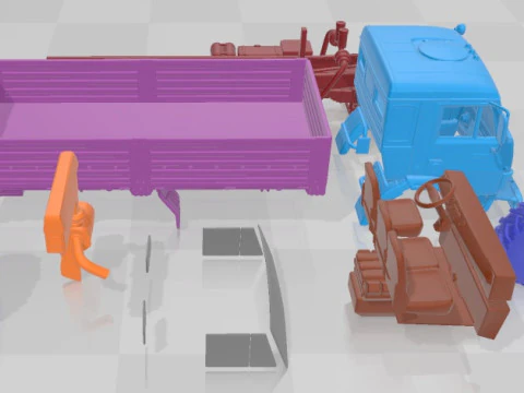 Kamaz 4350 Mustang 2003 Yazdırılabilir Kamyon 3D Baskı Modeli