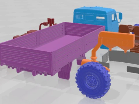 Kamaz 4350 Mustang 2003 Yazdırılabilir Kamyon 3D Baskı Modeli
