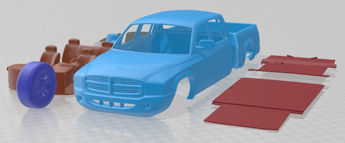 Dodge Dakota Sport Quad Cab 2000 Printable Car 3D Baskı Modeli .c4d .max .obj .3ds .fbx .stl .blend 