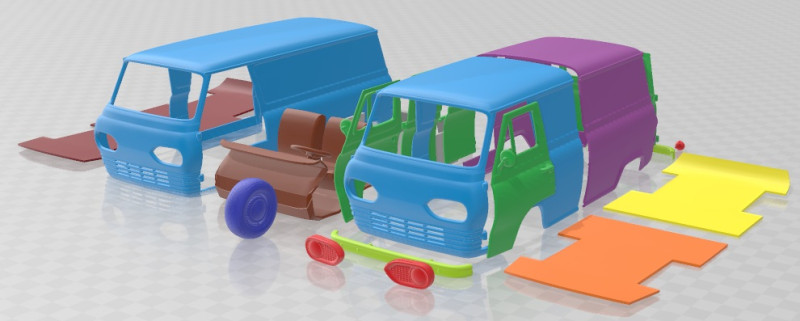 E Series Econoline PanelVan 1961 Printable Van Modèles 3D en vedette .c4d .max .obj .3ds .fbx .stl .blend 