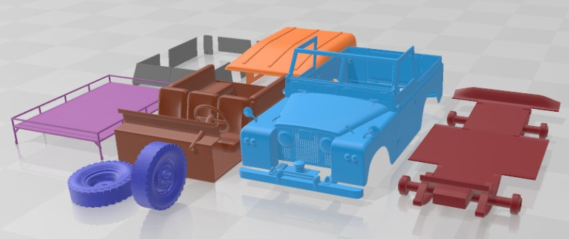 Land Rover Series IIA 88 Pickup 1968 Printable Car 3Dプリントモデル .c4d .max .obj .3ds .fbx .stl .blend 