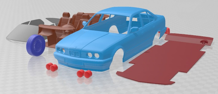 5 Series Sedan E34 1993 Printable Car 3Dプリントモデル .c4d .max .obj .3ds .fbx .stl .blend 