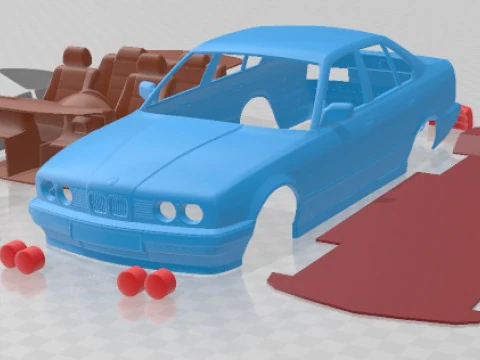 5 Serisi Sedan E34 1993 Yazdırılabilir Araba 3D Baskı Modeli