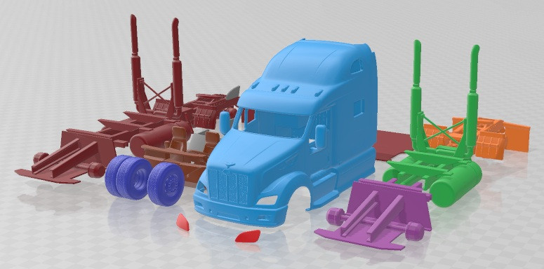Peterbilt 587 2015 Printable Truck 3Dプリントモデル .c4d .max .obj .3ds .fbx .stl .blend 