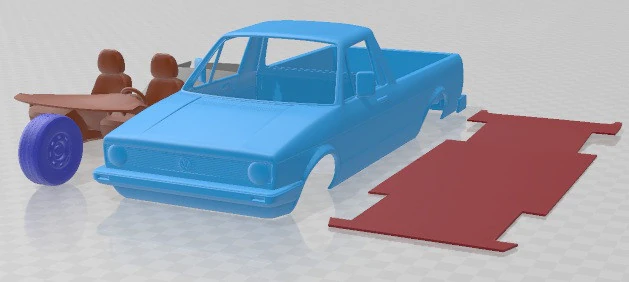 Volkswagen Caddy Type 14 1982 Printable Car 3D Print Model .c4d .max .obj .3ds .fbx .stl .blend