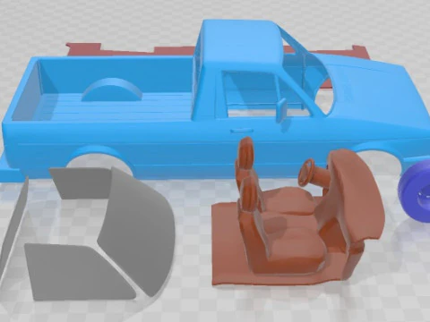 Volkswagen Caddy Type 14 1982 Printable Car 3D Print Model