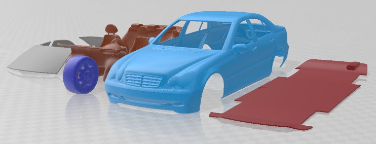 Mercedes Benz C Class W203 Sedan 2005 Printable Car 3D Принт Модель .c4d .max .obj .3ds .fbx .stl .blend 