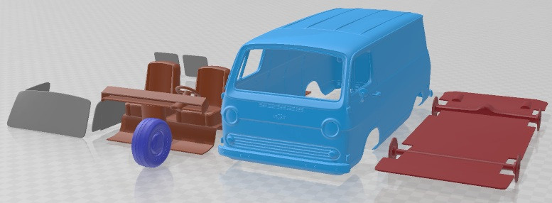 Chevrolet G10 1964 Printable Van 3Dプリントモデル .c4d .max .obj .3ds .fbx .stl .blend 