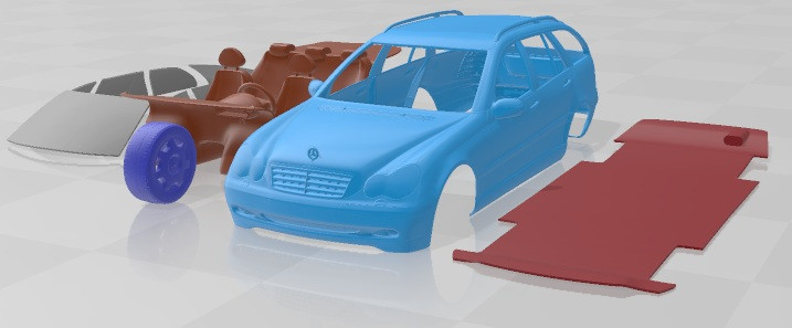 Mercedes Benz C Class W203 Estate 2005 Printable Car 3D Принт Модель .c4d .max .obj .3ds .fbx .stl .blend 