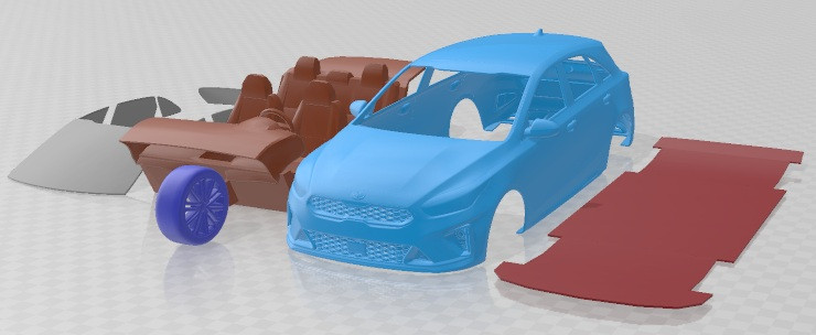 Kia Ceed GT Line 2019 Printable Car 3D प्रिंट मॉडल .c4d .max .obj .3ds .fbx .stl .blend 