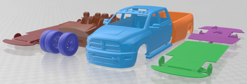 Dodge Ram Heavy Duty 2014 Printable Car 3Dプリントモデル .c4d .max .obj .3ds .fbx .stl .blend 