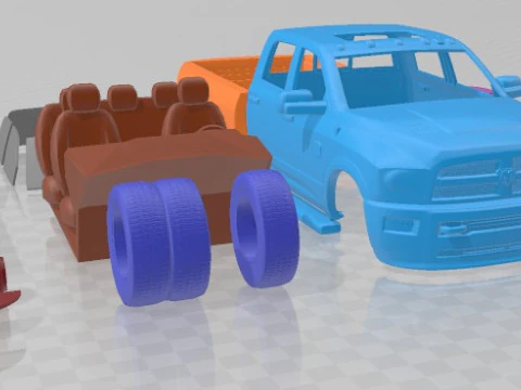 ダッジ ラム ヘビーデューティー 2014 印刷可能な車 3Dプリントモデル