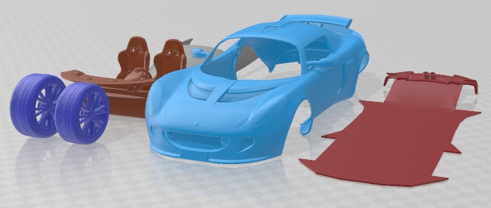 Lotus Exige 2006 Printable Car 3D Принт Модель .c4d .max .obj .3ds .fbx .stl .blend 