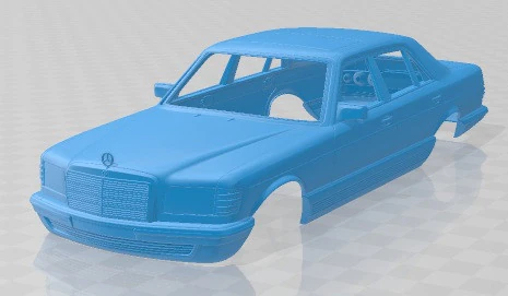 Mercedes Benz S Class W126 1979 Printable Body Car 3D Print Model .c4d .max .obj .3ds .fbx .stl .blend 