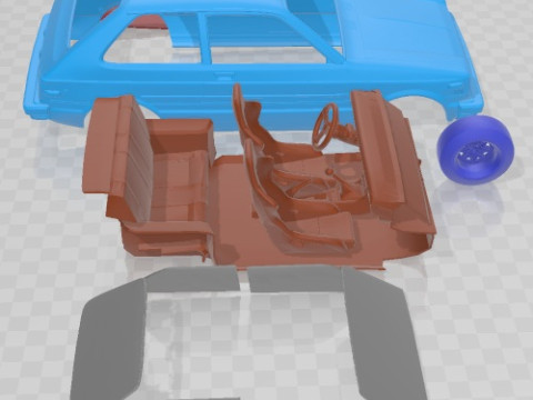 Toyota Starlet KP61 Printable Car 3Dプリントモデル