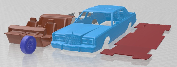 Lincoln Town Car 1989 Printable Car 3Dプリントモデル .c4d .max .obj .3ds .fbx .stl .blend 