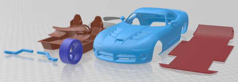 Dodge Viper SRT10 2010 Printable Car 3Dプリントモデル .c4d .max .obj .3ds .fbx .stl .blend 