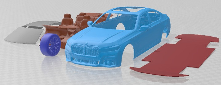 7 Series M Short 2020 Printable Car 3Dプリントモデル .c4d .max .obj .3ds .fbx .stl .blend 