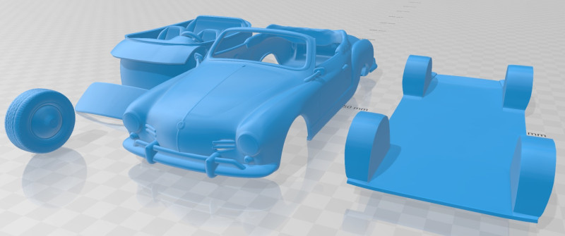 Volkswagen Karmann Ghia Convertible 1958 Printable Car 3Dプリントモデル .c4d .max .obj .3ds .fbx .stl .blend 