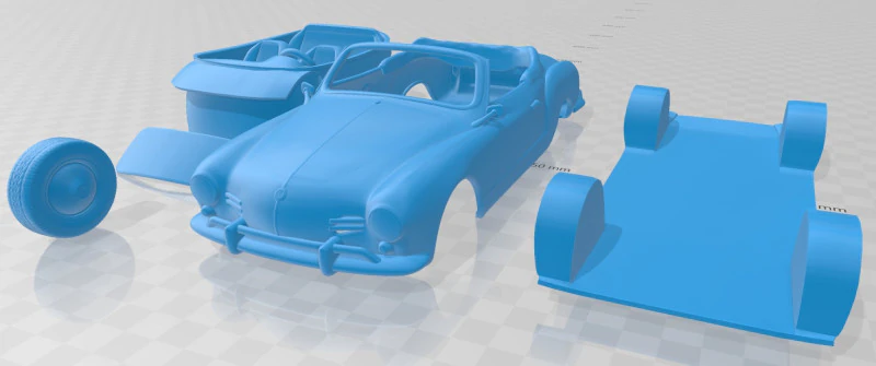 フォルクスワーゲン カルマン ギア コンバーチブル 1958 印刷可能な車 3Dプリントモデル .c4d .max .obj .3ds .fbx .stl .blend 