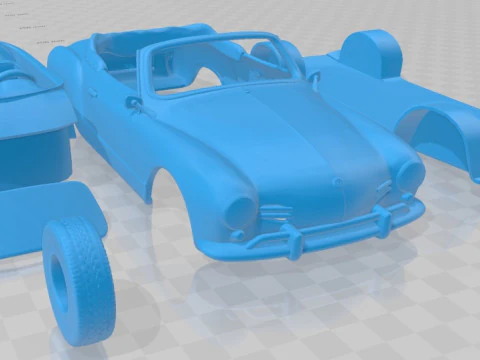 フォルクスワーゲン カルマン ギア コンバーチブル 1958 印刷可能な車 3Dプリントモデル