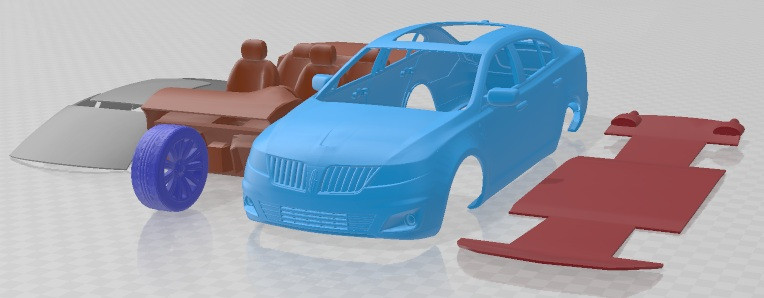 Lincoln MKS 2008 Printable Car 3Dプリントモデル .c4d .max .obj .3ds .fbx .stl .blend 