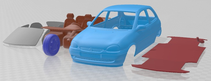 Opel Corsa B 1998 Printable Car 3Dプリントモデル .c4d .max .obj .3ds .fbx .stl .blend 