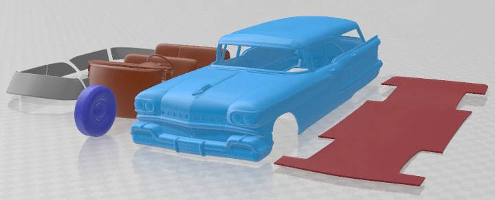 Oldsmobile Dynamic 88 Holiday SW 1958 Printable Car 3D Print Model .c4d .max .obj .3ds .fbx .stl .blend 